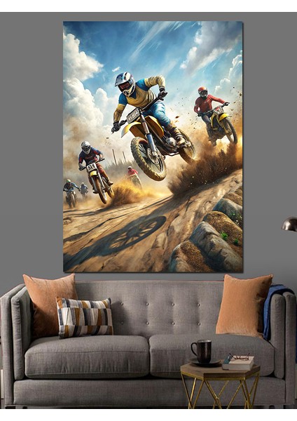 Motokros Yarışı Dekoratif Kanvas - Mdf Ahşap Tablo modelleri