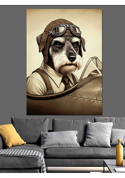 Uçuş Gözlüklü Köpek Dekoratif Kanvas - Mdf Ahşap Tablo