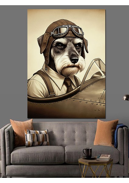Uçuş Gözlüklü Köpek Dekoratif Kanvas - Mdf Ahşap Tablo fiyatları