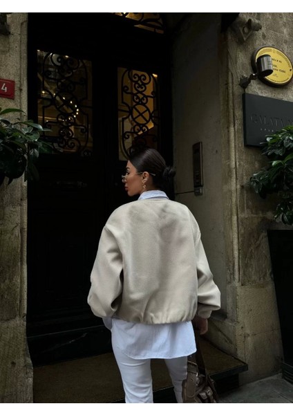 Kaşe Kaşmir Fermuarlı Ceket - Bej fırsatları