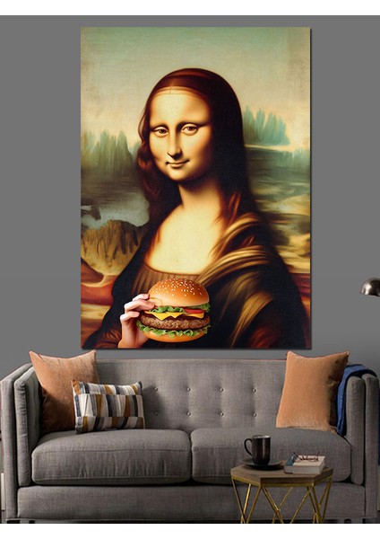 Burger Tutan Mona Lisa Dekoratif Kanvas - Mdf Ahşap Tablo fiyatları