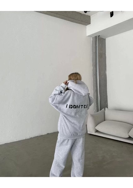 Nakış Işlemeli Üç Iplik Sweat Takım- Gri