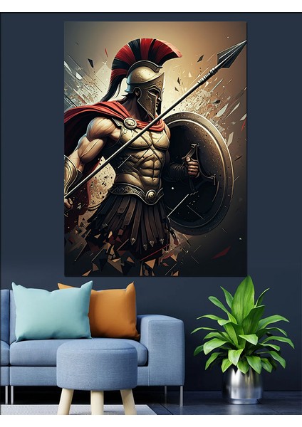 Mızraklı Gladyatör Dekoratif Kanvas - Mdf Ahşap Tablo fırsatları
