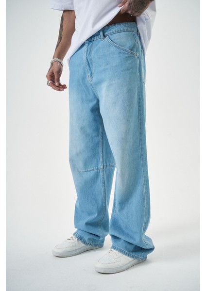 Erkek Washed Baggy Pantolon K.mavi