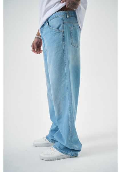 Erkek Washed Baggy Pantolon K.mavi