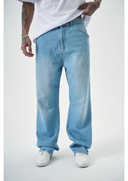 Erkek Washed Baggy Pantolon K.mavi