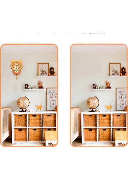 Duvar Saat Kedi Sallanan Pvc 39 x 25 x 6 cm Sarı Çizgi Film Oturma Oda Yaratıcı Ev Moda Sevimli 1 Adet