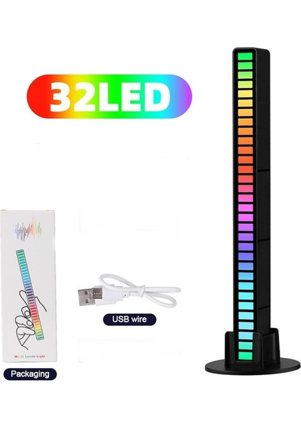 Sese Duyarlı 32 LED Şarjlı Rgb Ekolayzer 8 Mod Ambiyans Çubuğu