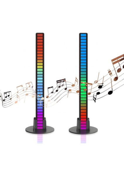Sese Duyarlı 32 LED Şarjlı Rgb Ekolayzer 8 Mod Ambiyans Çubuğu