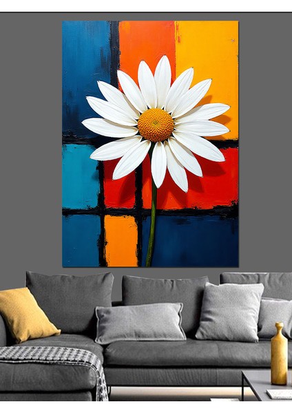 Soyut Daisy Çiçeği Sanatı Dekoratif Kanvas - Mdf Ahşap Tablo fiyatları