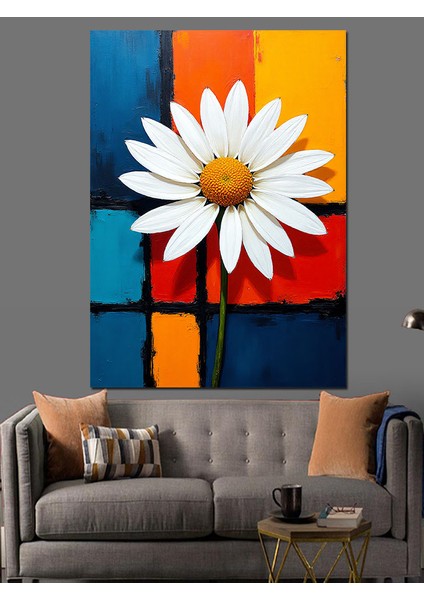 Soyut Daisy Çiçeği Sanatı Dekoratif Kanvas - Mdf Ahşap Tablo modelleri