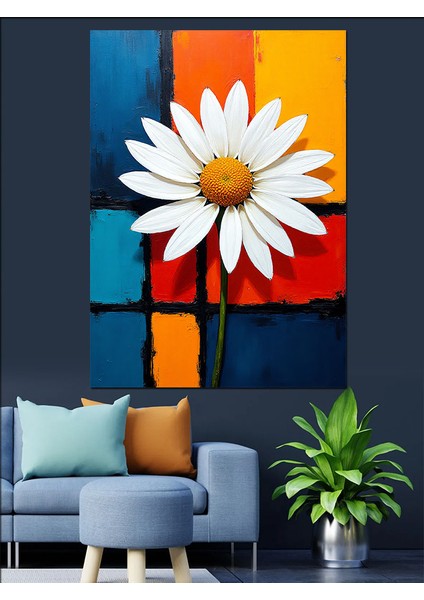 Soyut Daisy Çiçeği Sanatı Dekoratif Kanvas - Mdf Ahşap Tablo fırsatları