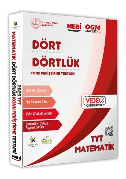 2025 Yks-Tyt Mebi-Ogm Dört Dörtlük Matematik Pekiştirme Testi A4 Renkli Soru Bankası Video Çözümlü