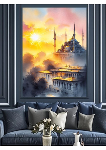 Gün Doğumunda Camii Dekoratif Kanvas - Mdf Ahşap Tablo fiyatları