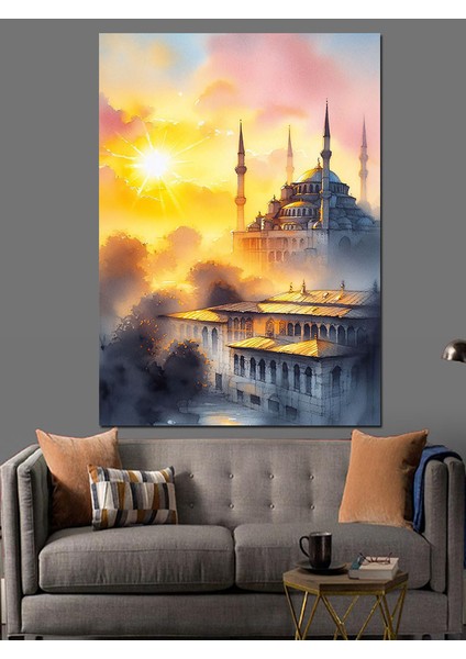 Gün Doğumunda Camii Dekoratif Kanvas - Mdf Ahşap Tablo fırsatları