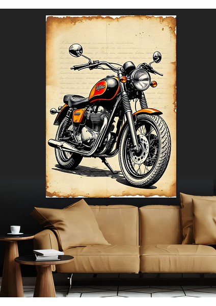 Klasik Motor ve Retro Tasarım Dekoratif Kanvas - Mdf Ahşap Tablo
