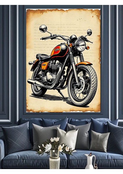 Klasik Motor ve Retro Tasarım Dekoratif Kanvas - Mdf Ahşap Tablo