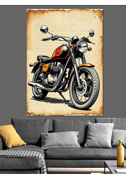 Klasik Motor ve Retro Tasarım Dekoratif Kanvas - Mdf Ahşap Tablo
