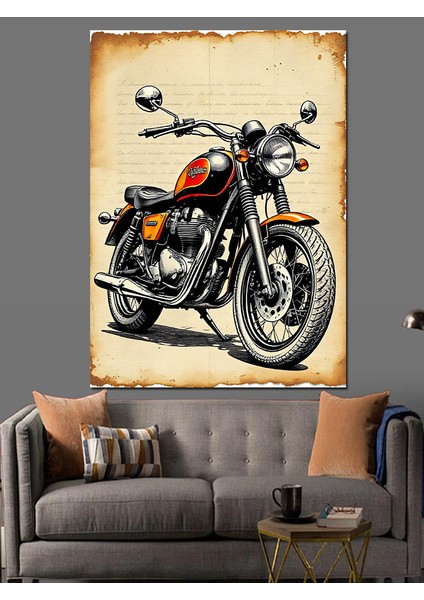 Klasik Motor ve Retro Tasarım Dekoratif Kanvas - Mdf Ahşap Tablo