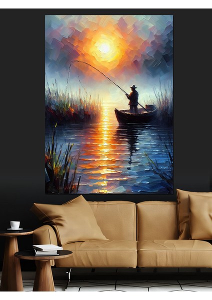 Gölde Balıkçı Dekoratif Kanvas - Mdf Ahşap Tablo fiyatları