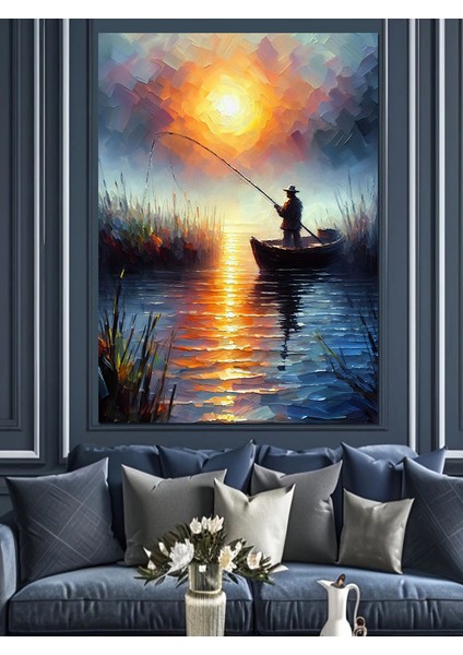 Gölde Balıkçı Dekoratif Kanvas - Mdf Ahşap Tablo modelleri