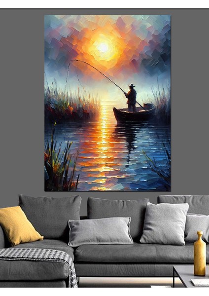 Gölde Balıkçı Dekoratif Kanvas - Mdf Ahşap Tablo fırsatları