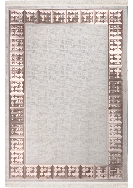 Baft 52283A Bej Yumuşak Dokulu Sık Dokuma Üst Kalite Vintage Ipek Bambu Halı