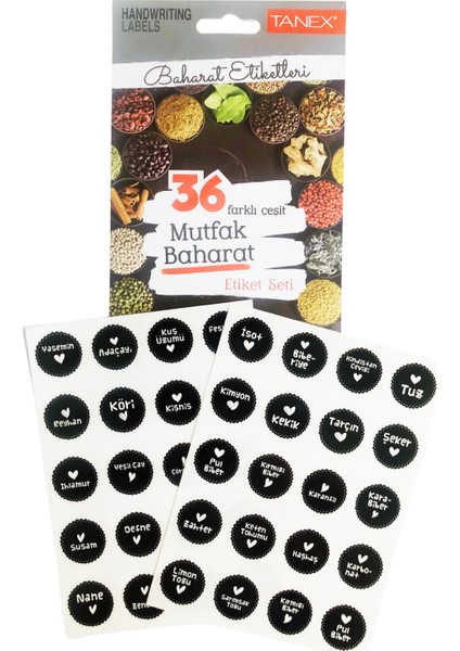 36 Farklı Baharat Etiket Seti 2 cm