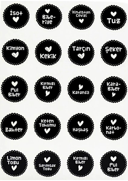 36 Farklı Baharat Etiket Seti 2 cm