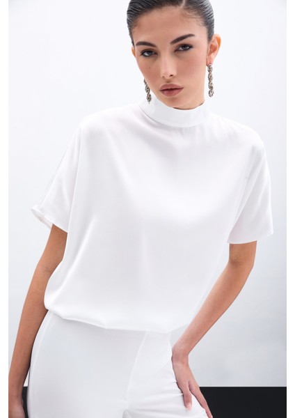 Yarasa Kol Salaş Bluz - Ekru