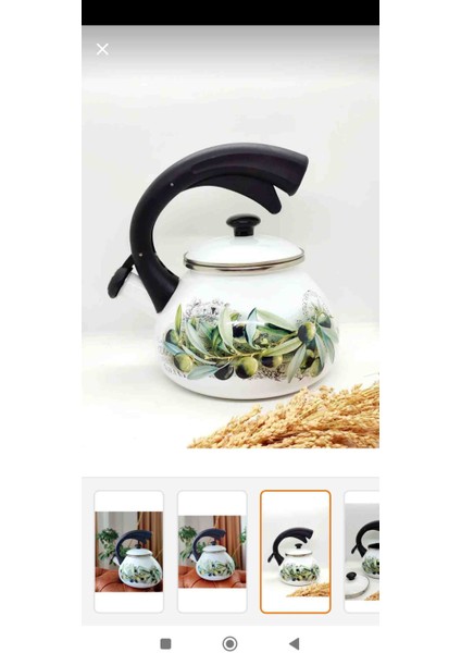 Zeytin Emaye Düdüklü Vintage Demlik 2,2 Litre