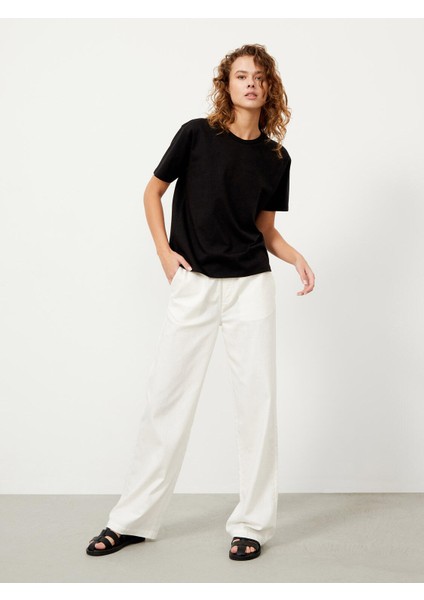 Kadın Siyah Oversize Pamuklu Basic Tişört fiyatları