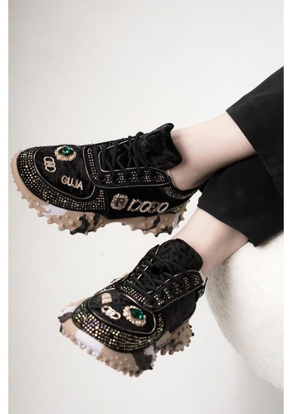Luisa Orijinal Guja Özel Seri Taş Detaylı Kadın Spor Ayakkabı Siyah