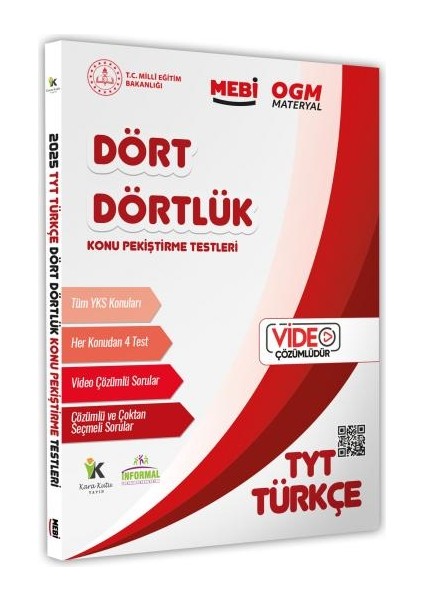 2025 Yks-Tyt Mebi-Ogm Dört Dörtlük Türkçe Pekiştirme Testi A4 Renkli Soru Bankası Video Çözümlü