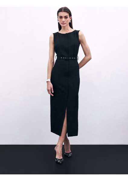 Kemerli Kalem Elbise - Siyah fiyatları