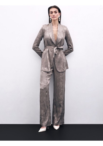 Bağlamalı Jakarlı Ceket - Vizon modelleri