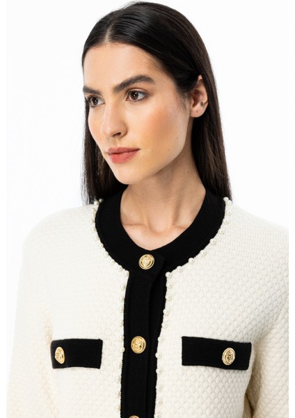 43956 Onteks Yakası Kolları Incili Çıtçıt Düğ. Hırka indirimleri