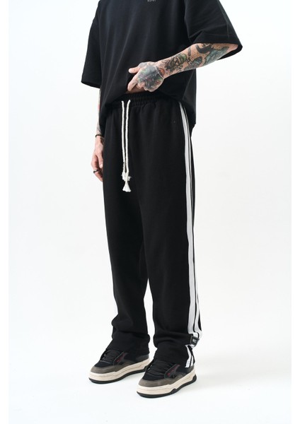 Erkek Şerit Detaylı Interlok Baggy Eşofman Altı Ekru fiyatları