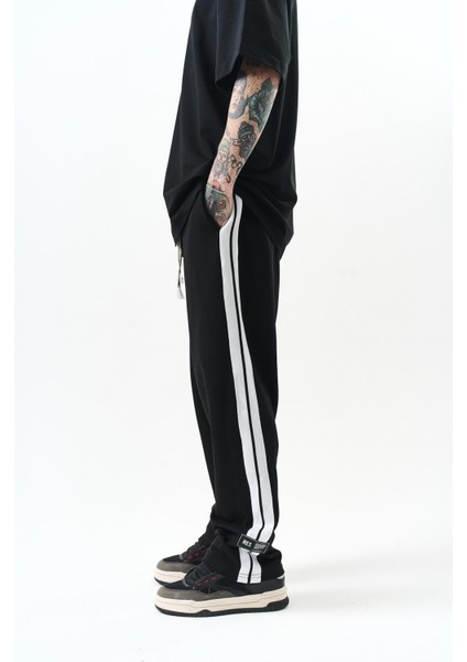 Erkek Şerit Detaylı Interlok Baggy Eşofman Altı Ekru modelleri