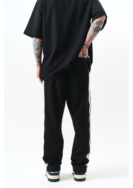 Erkek Şerit Detaylı Interlok Baggy Eşofman Altı Ekru fırsatları