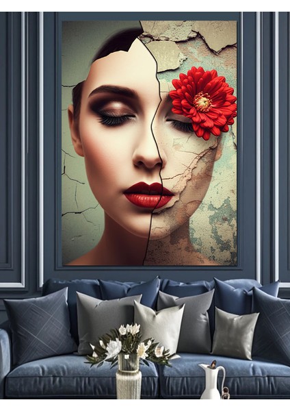 Gelincik Ile Kırık Güzellik Dekoratif Kanvas - Mdf Ahşap Tablo