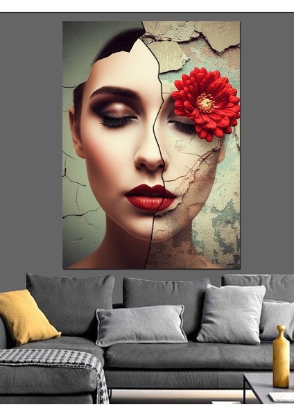 Gelincik Ile Kırık Güzellik Dekoratif Kanvas - Mdf Ahşap Tablo fiyatları