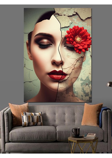 Gelincik Ile Kırık Güzellik Dekoratif Kanvas - Mdf Ahşap Tablo modelleri