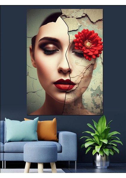 Gelincik Ile Kırık Güzellik Dekoratif Kanvas - Mdf Ahşap Tablo fırsatları