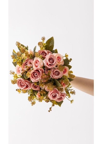 Yapay Gül Demeti 30 cm 6 Dal Açık Pembe