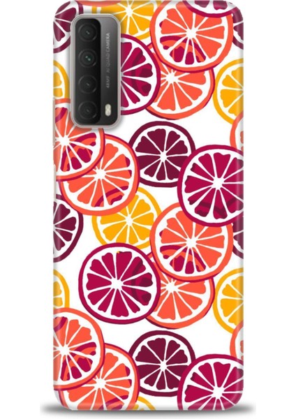 Huawei P Smart 2021 Kılıf Hd Baskılı - Bordo Limon Dilimleri
