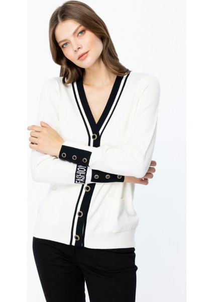 45913 Onteks V Yaka Kolları Düğme Detaylı Hırka fiyatları