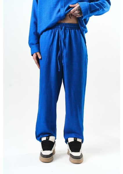 Erkek Sofia Keten Baggy Pantolon Saks