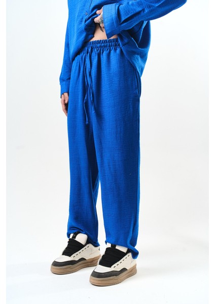Erkek Sofia Keten Baggy Pantolon Saks