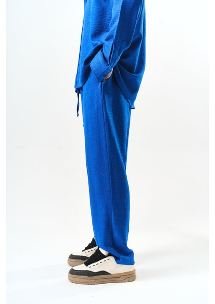 Erkek Sofia Keten Baggy Pantolon Saks